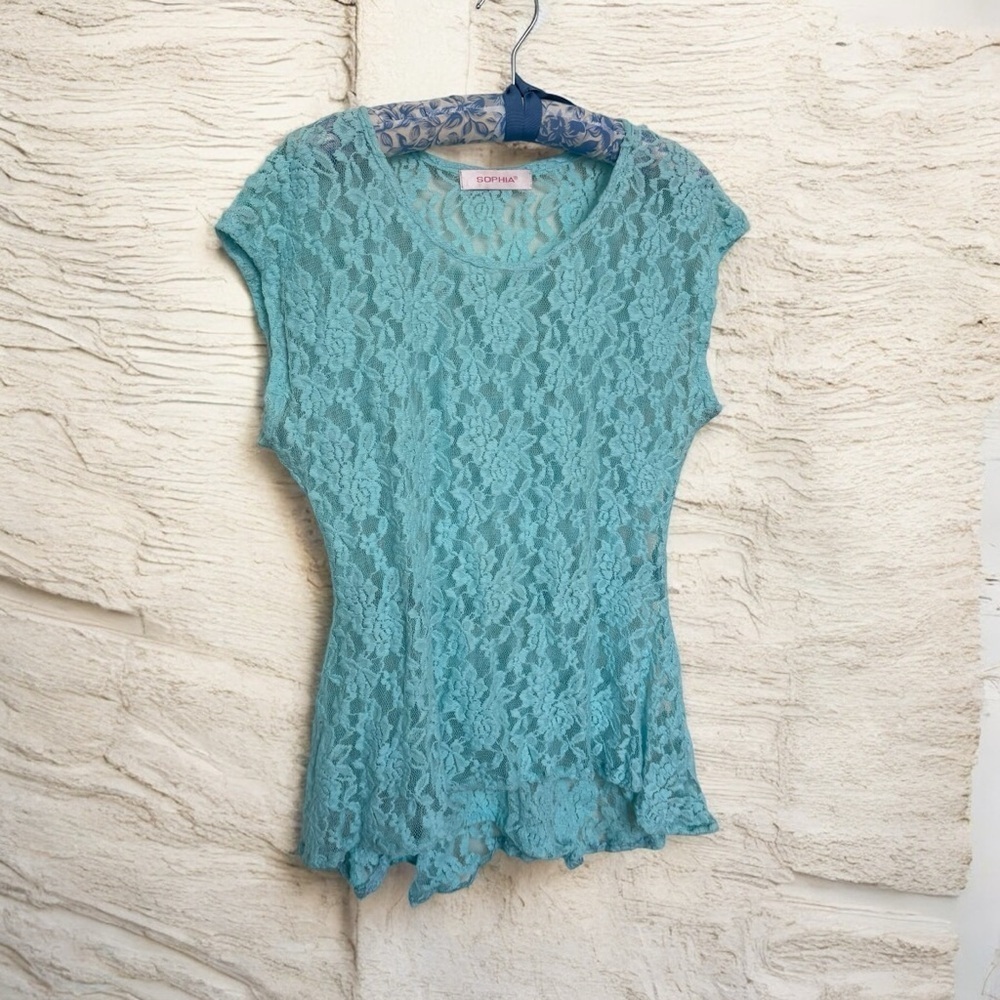 Y2K Fairycore mermaid lace top coquette cottage tropical girly M